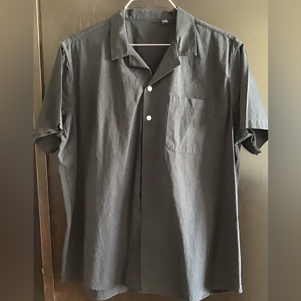 Men's Short-Sleeve Casual Button-Down Shirt - Black